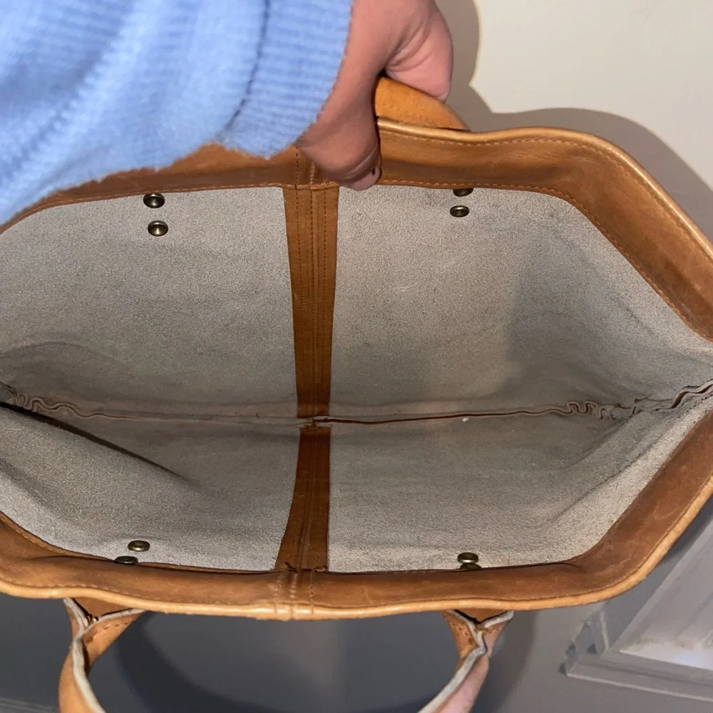 Vintage Tan Genuine Leather Unisex Handheld Briefcase or Laptop Case